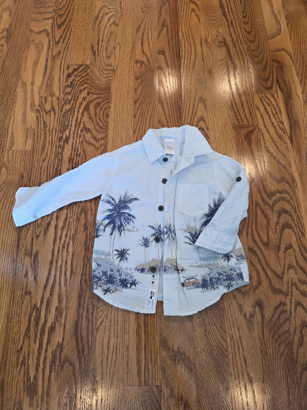Janie and Jack Light Blue Palm Tree Button-Down Shirt